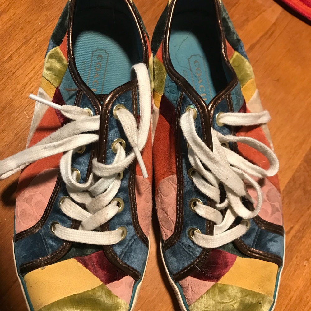 Coach velvet patchwork tennis sneakers size 7
